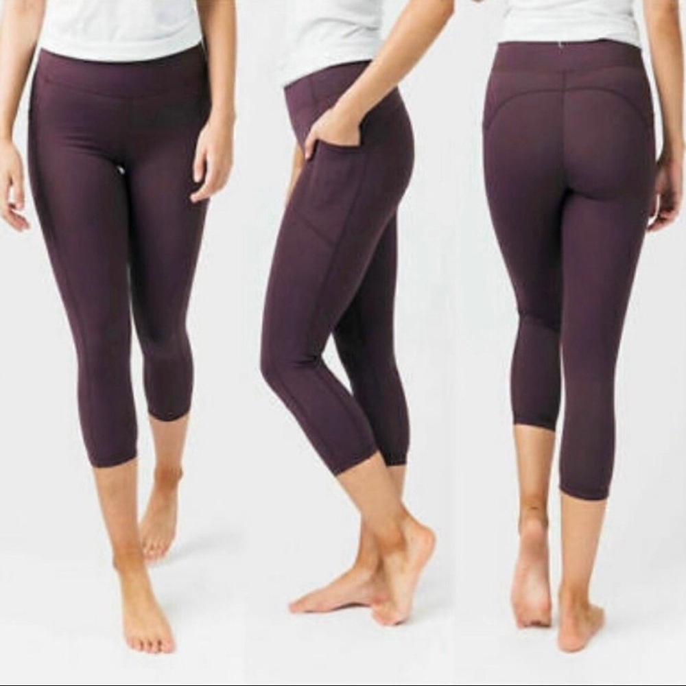 - Zyia Wine High Rise Pocket Capris Leggings